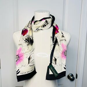 Harvé Benard Floral 100% Silk Scarf